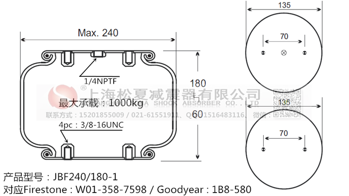 JBF240-180-1橡膠<a href='http://www.smartxg.cn/' target='_blank'><u>空氣彈簧</u></a>