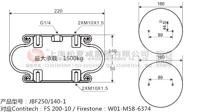 JBF250/140-1橡膠<a href='http://www.smartxg.cn/' target='_blank'><u>空氣彈簧</u></a>