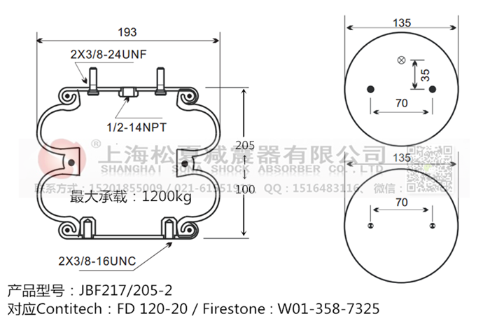 JBF217/205-2橡膠<a href='http://www.smartxg.cn/' target='_blank'><u>空氣彈簧</u></a>